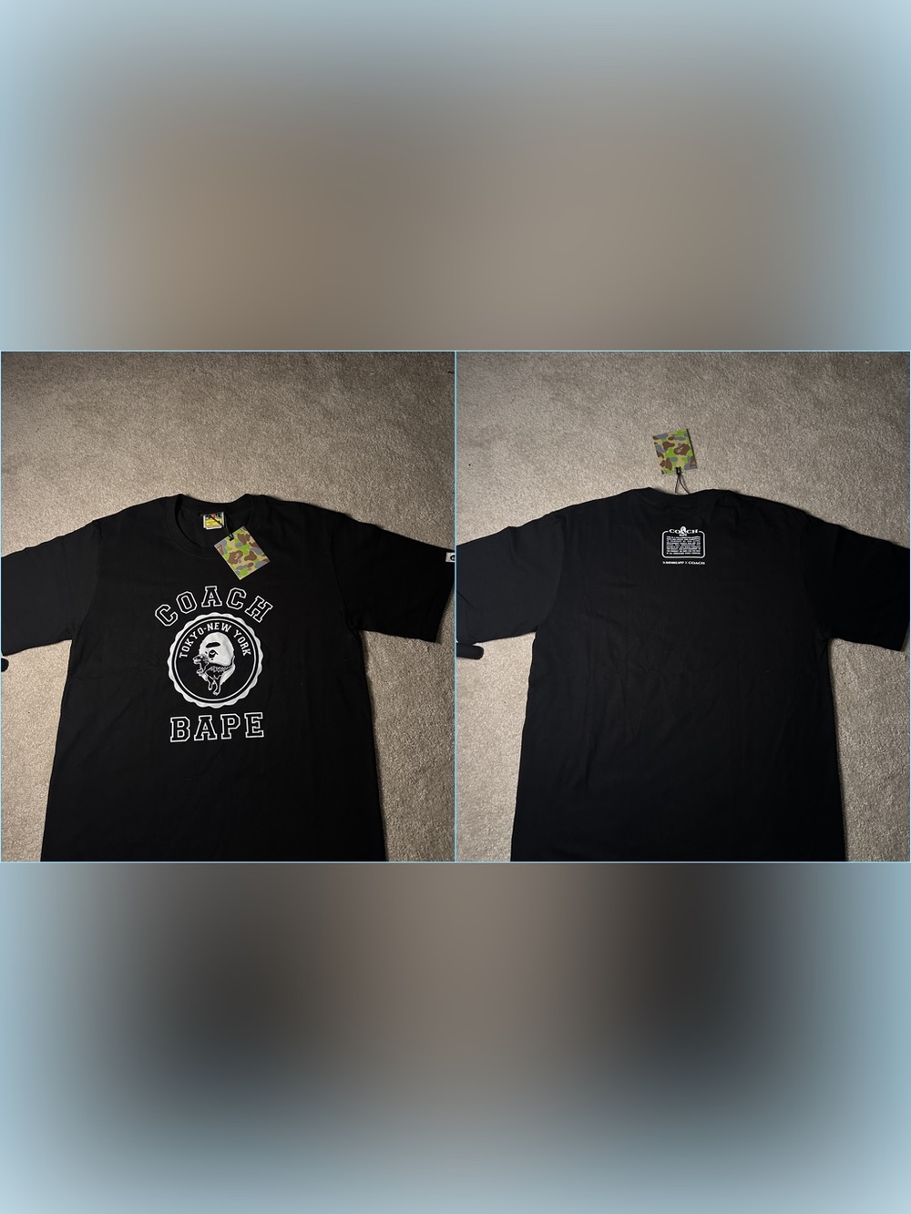 BAPE x Coach Black Co-Branded Logo Short Sleeve Tee